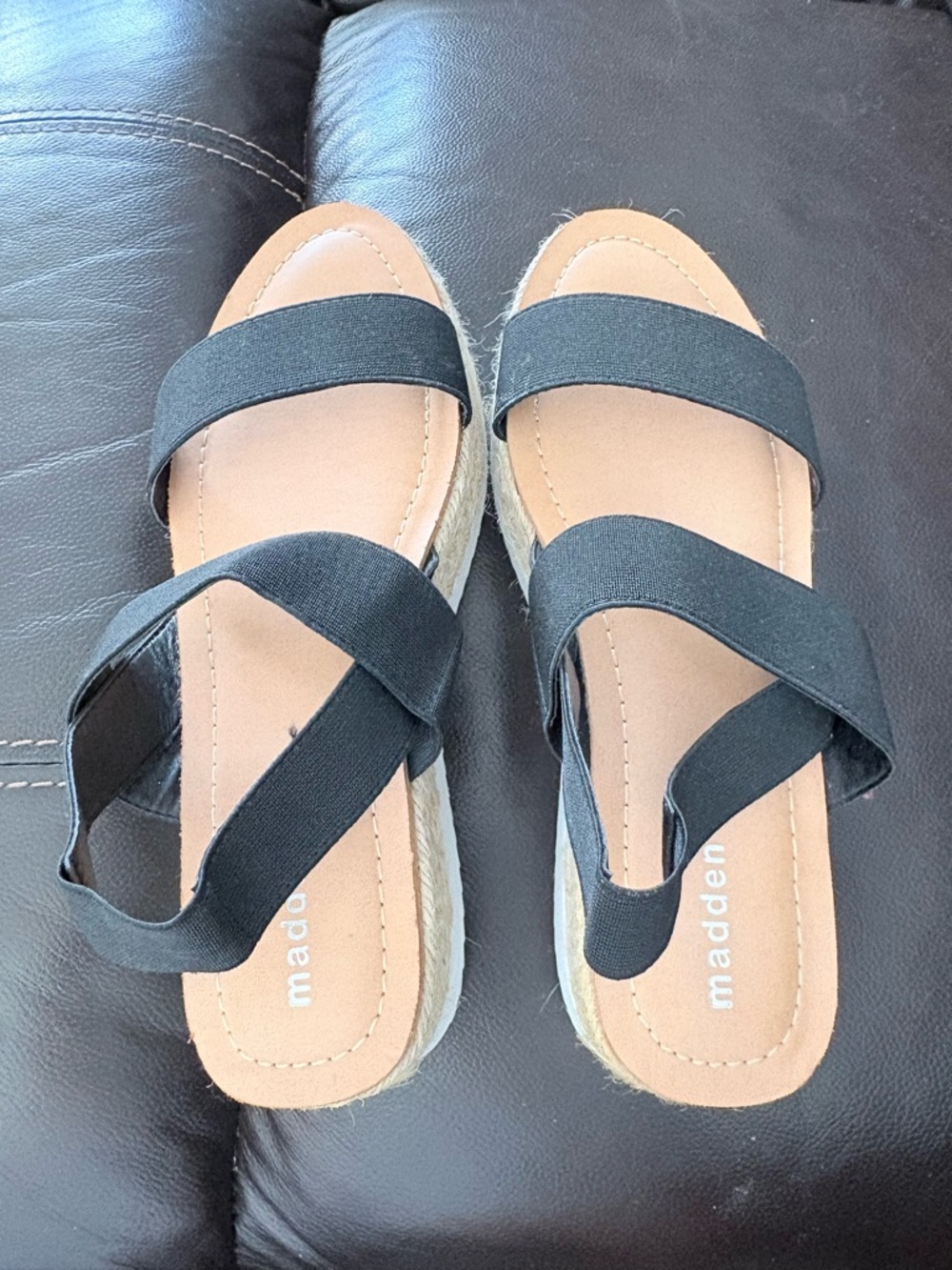 Dessy Collection Black Elastic Strap Espadrille Sandals
